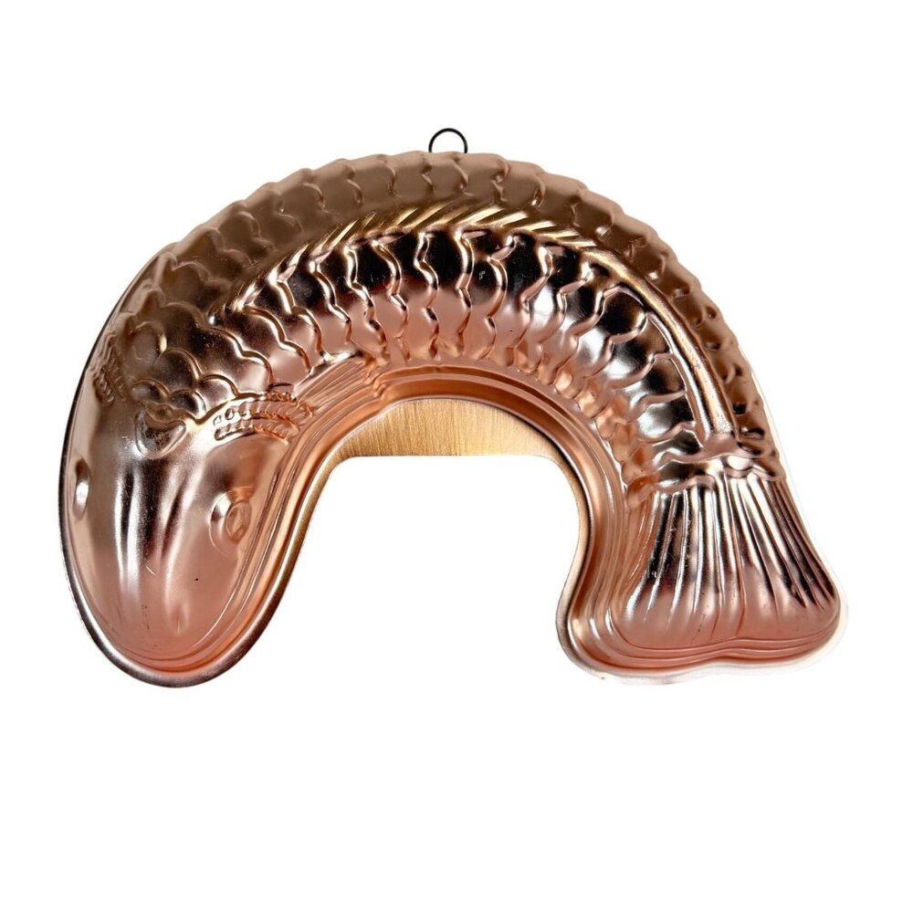 Vintage Copper Fish Shaped Mold Wall Hanging Lake Cabin Kitchen Art Decor Retro